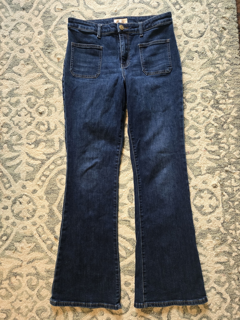 KUT Ana High Rise Dark Indigo Flare Jeans Sz 12
